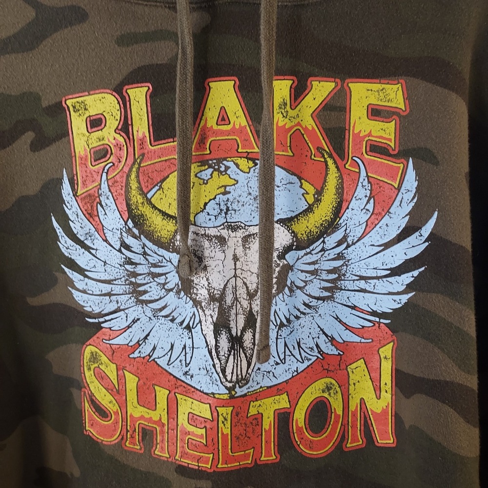 Blake Shelton Camo Hoodie Large Camouflage Pullover Hoodie Tour Country Music - Picture 4 of 12